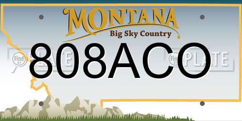 808ACO Montana License Plate