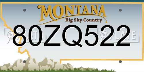 80ZQ522 Montana License Plate