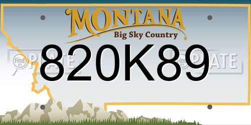 820K89 Montana License Plate