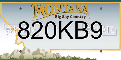 820KB9 Montana License Plate