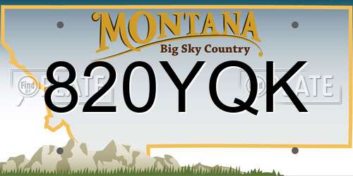 820YQK Montana License Plate