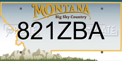 821ZBA Montana License Plate