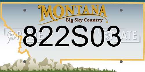 822S03 Montana License Plate