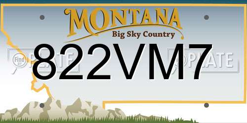 822VM7 Montana License Plate