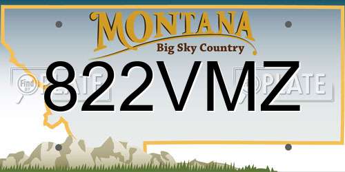 822VMZ Montana License Plate