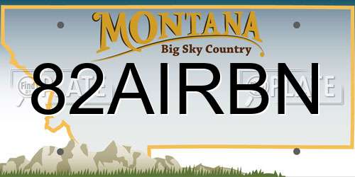 82AIRBN Montana License Plate