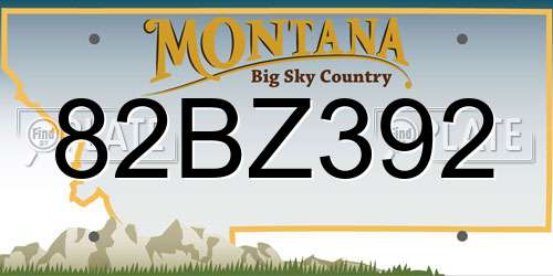 82BZ392 Montana License Plate