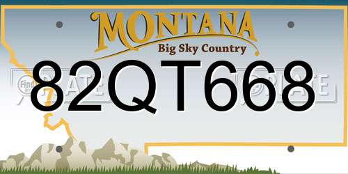 82QT668 Montana License Plate