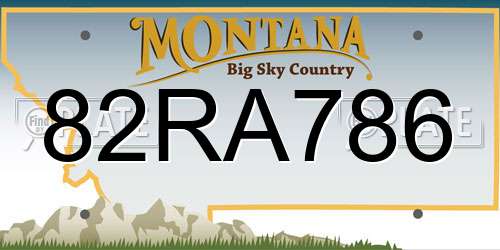 82RA786 Montana License Plate
