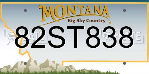 82ST838 Montana License Plate