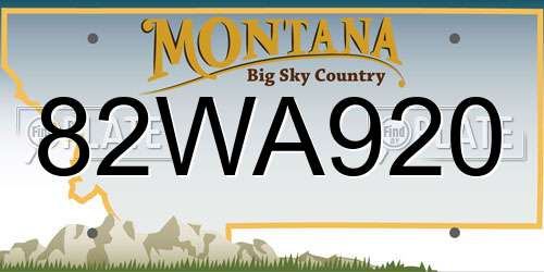 82WA920 Montana License Plate
