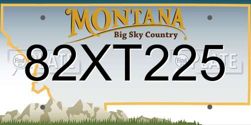 82XT225 Montana License Plate