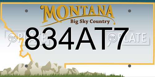 834AT7 Montana License Plate
