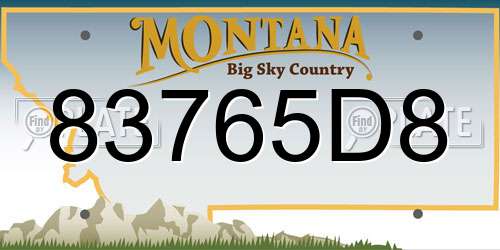 83765D8 Montana License Plate