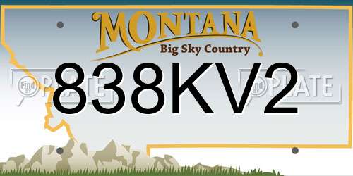 838KV2 Montana License Plate
