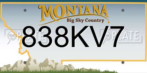 838KV7 Montana License Plate