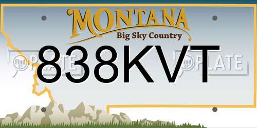 838KVT Montana License Plate