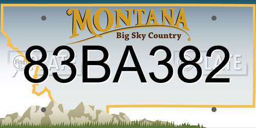 83BA382 Montana License Plate