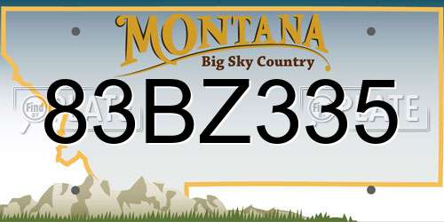 83BZ335 Montana License Plate