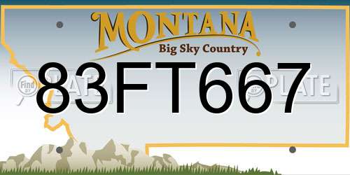83FT667 Montana License Plate