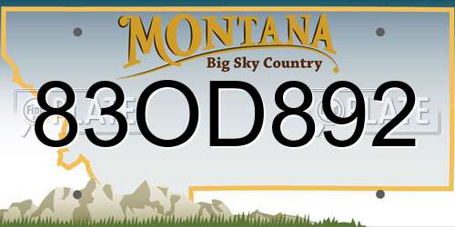 83OD892 Montana License Plate