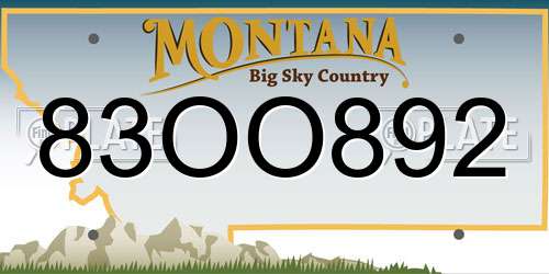 83OO892 Montana License Plate