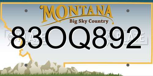 83OQ892 Montana License Plate