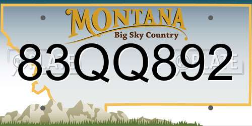 83QQ892 Montana License Plate