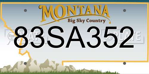 83SA352 Montana License Plate