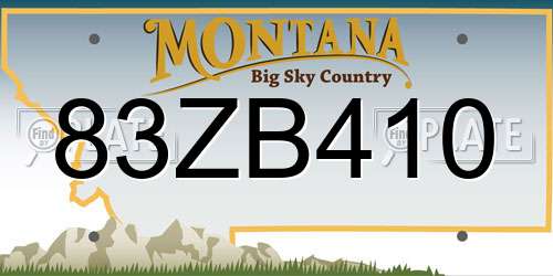 83ZB410 Montana License Plate
