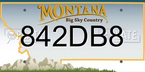 842DB8 Montana License Plate