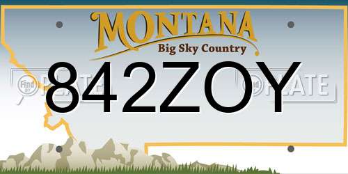 842ZOY Montana License Plate