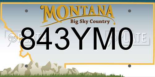 843YM0 Montana License Plate