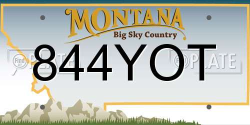844YOT Montana License Plate