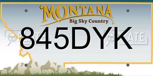 845DYK Montana License Plate