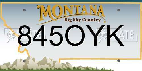 845OYK Montana License Plate