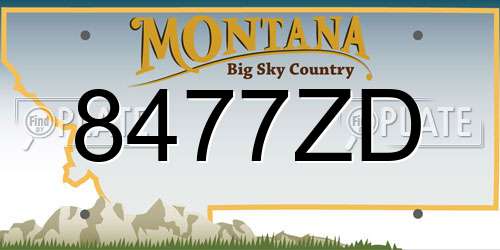 8477ZD Montana License Plate