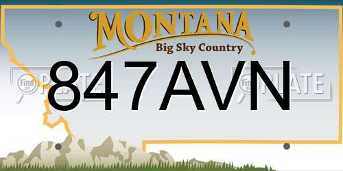 847AVN Montana License Plate