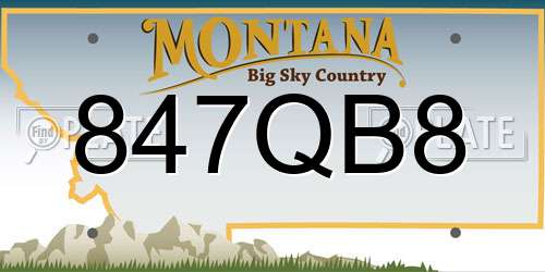 847QB8 Montana License Plate