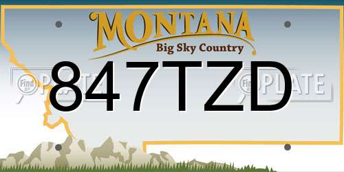 847TZD Montana License Plate