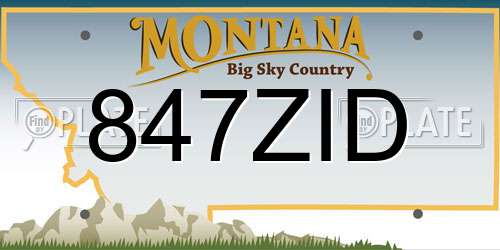 847ZID Montana License Plate