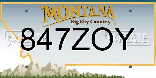 847ZOY Montana License Plate