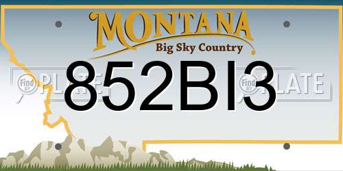 852BI3 Montana License Plate