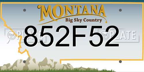 852F52 Montana License Plate