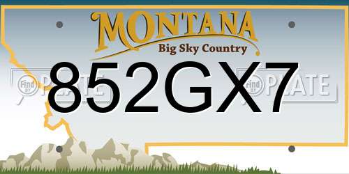 852GX7 Montana License Plate