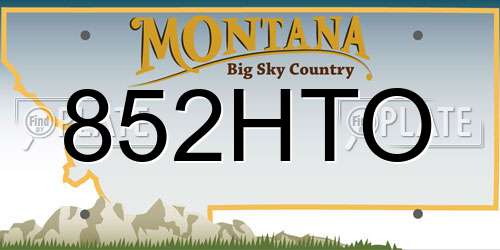 852HTO Montana License Plate