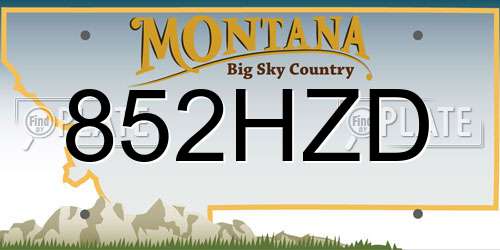 852HZD Montana License Plate