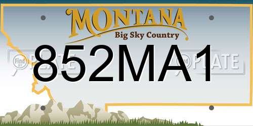 852MA1 Montana License Plate