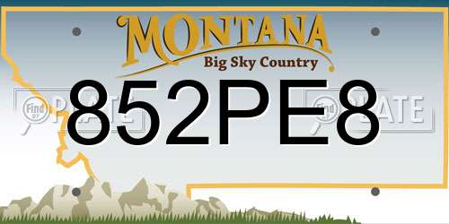 852PE8 Montana License Plate