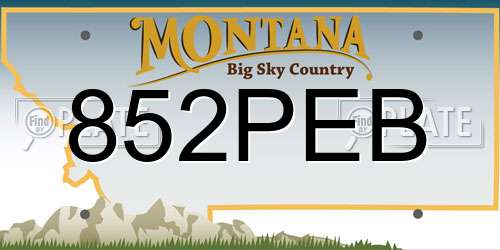 852PEB Montana License Plate